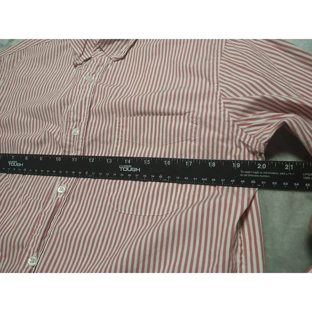 J. Crew Shirt Men M Red Stripe Stretch Slim Preppy‎ Button Up Long Sleeve Office